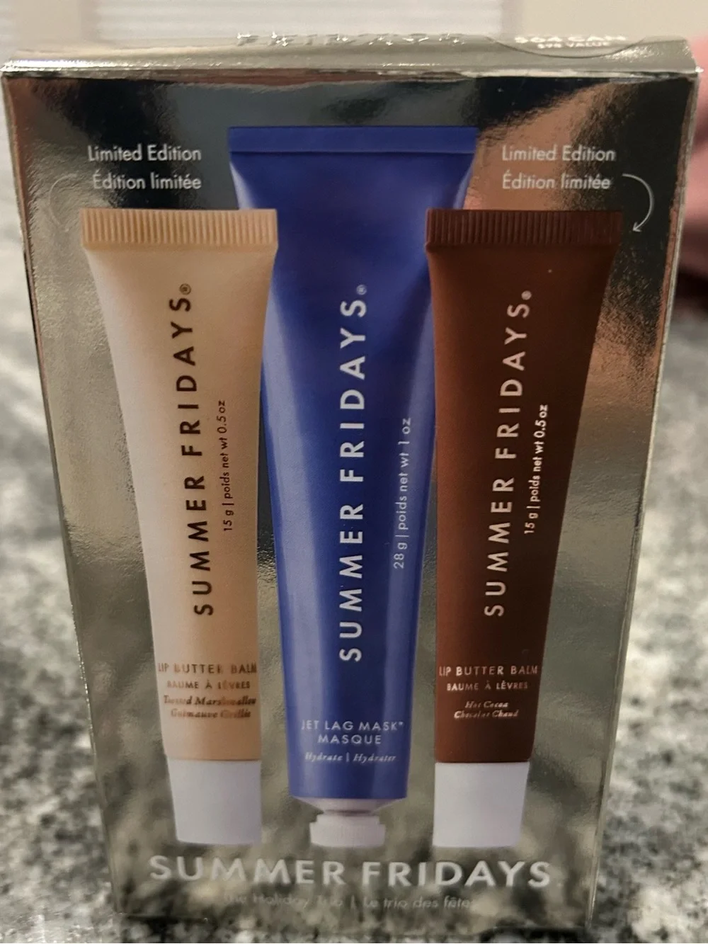 New Summer Fridays The Holiday Trio Set with Lip Butter Balm Hot Cocoa & Toasted